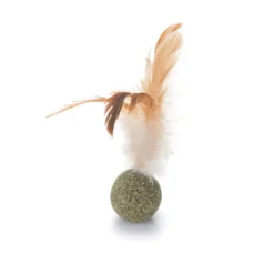 Balle d'herbes à chat avec plumes