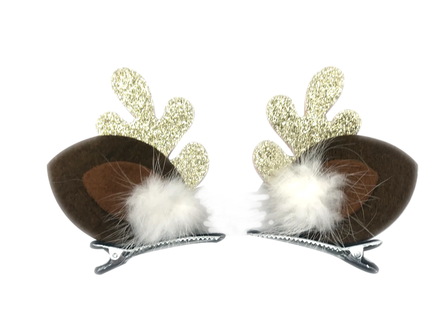 Barrette bois de Renne Noel paillettes