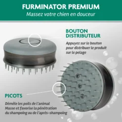 Brosse de bain avec réservoir pour shampoing chien, chat