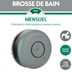 Brosse de bain avec réservoir pour shampoing chien, chat