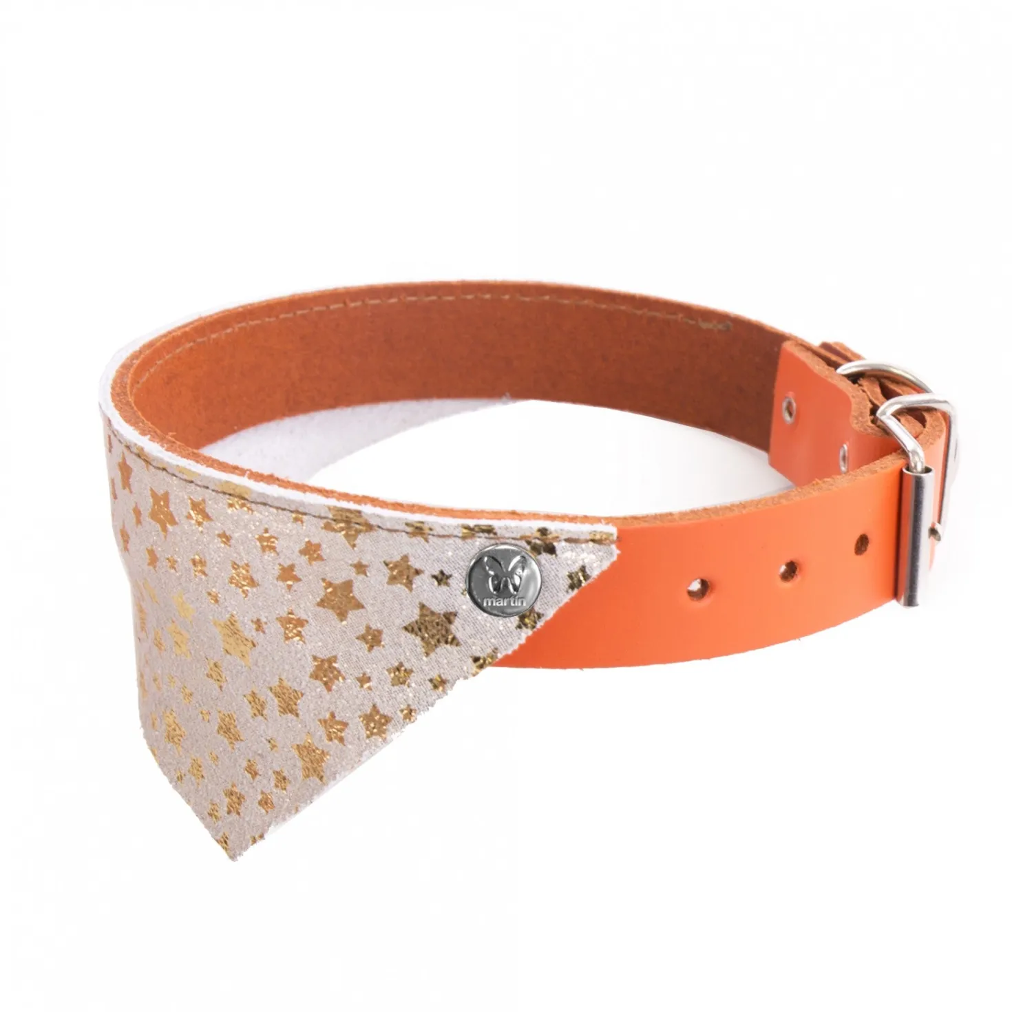 Collier en cuir Miami Dog – Orange & doré