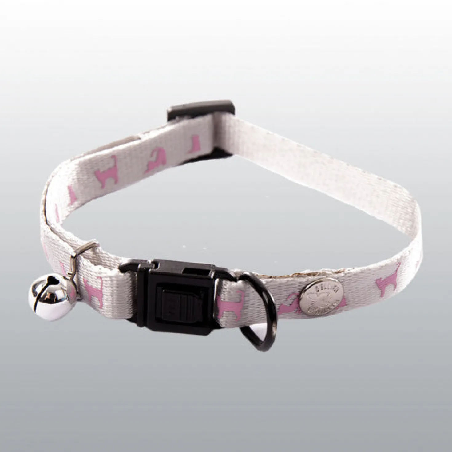 Collier gris et rose clair chat