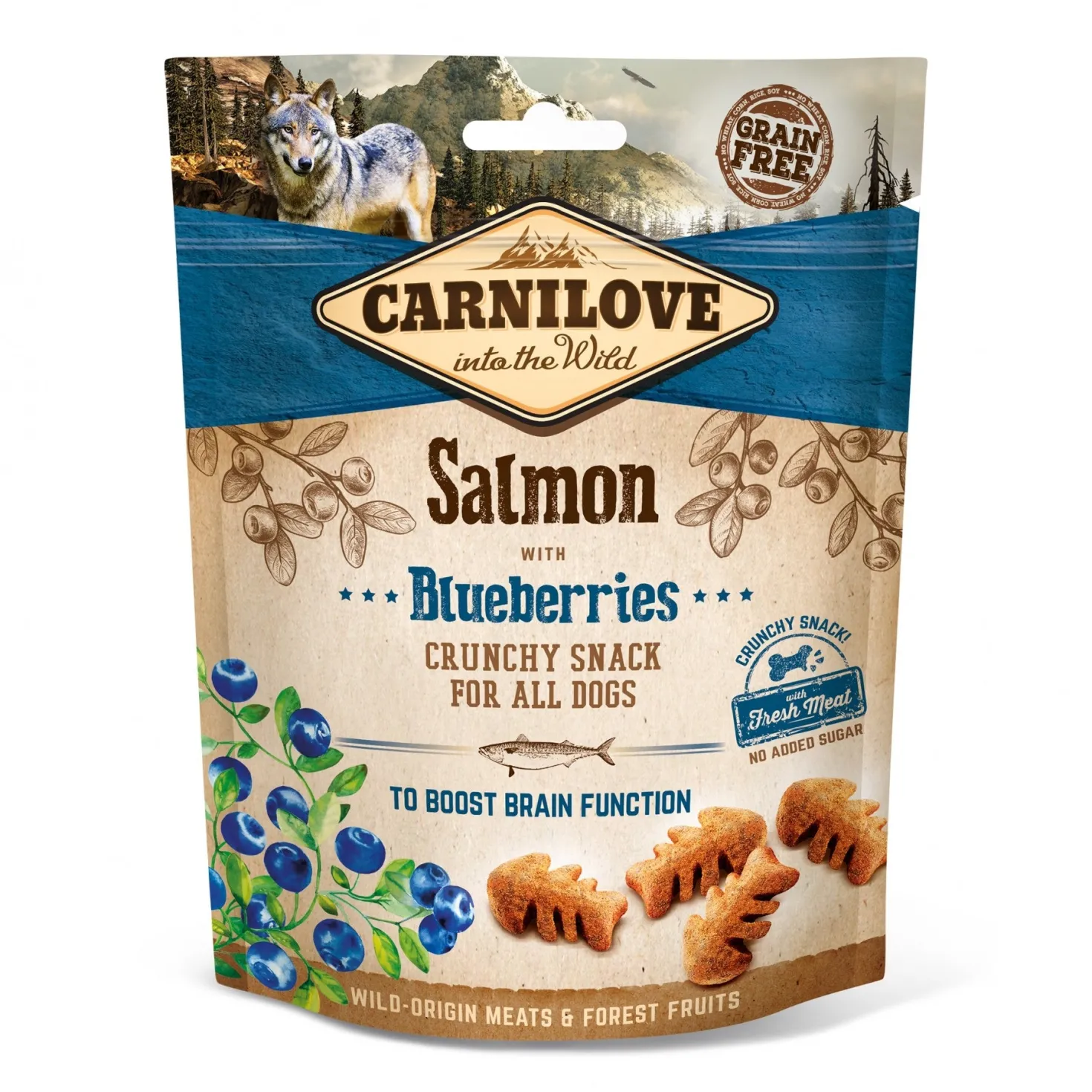 Crunchy Snack au saumon et myrtilles chien