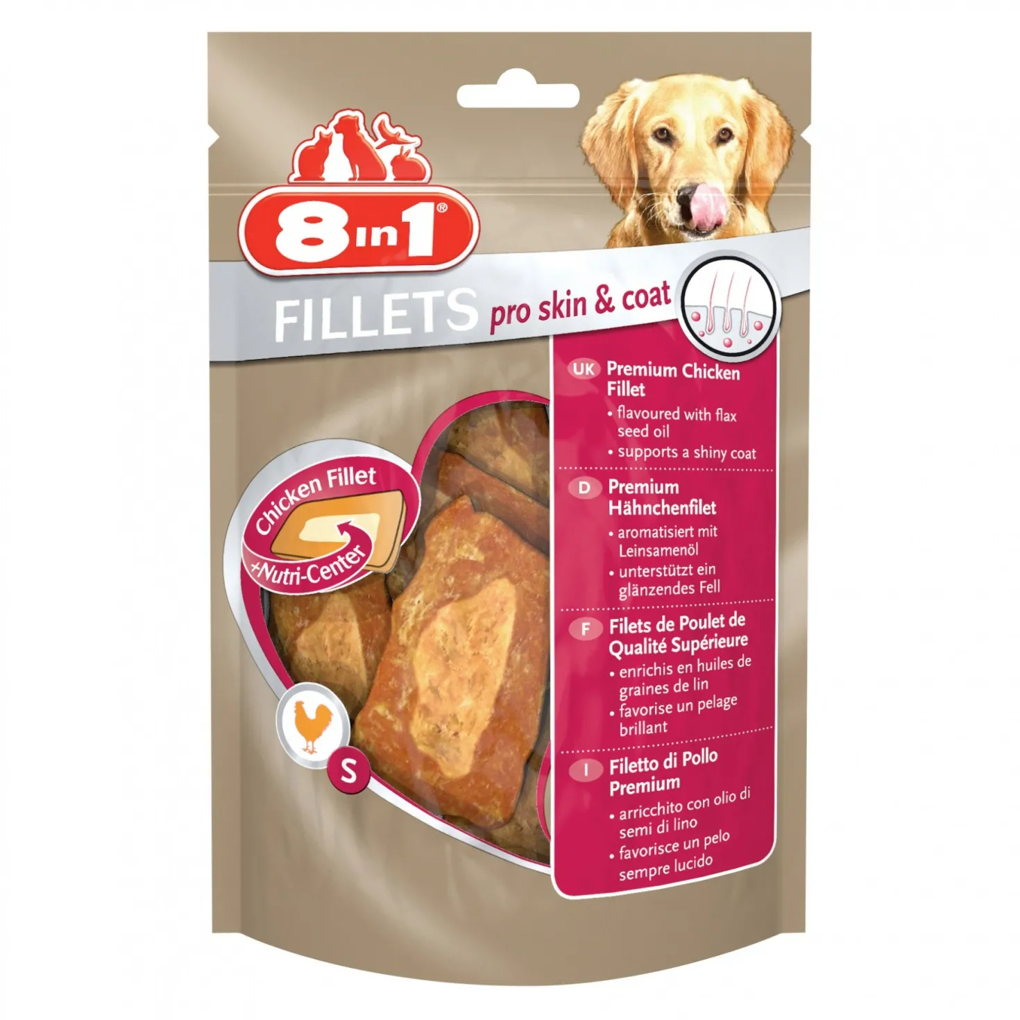 Friandises Pro Skin & Coat 8in1, facilite un pelage brillant chien