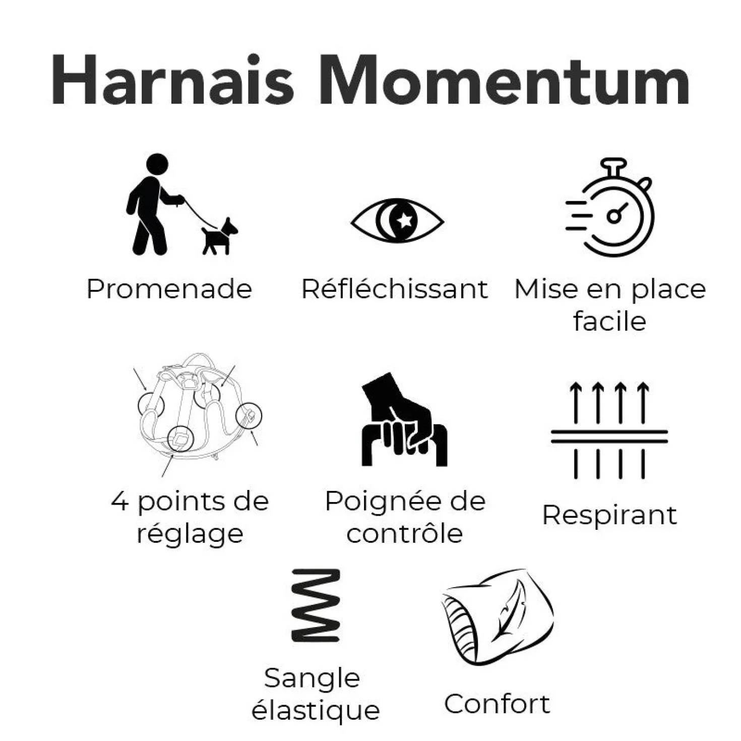 Harnais Momentum noir - chien