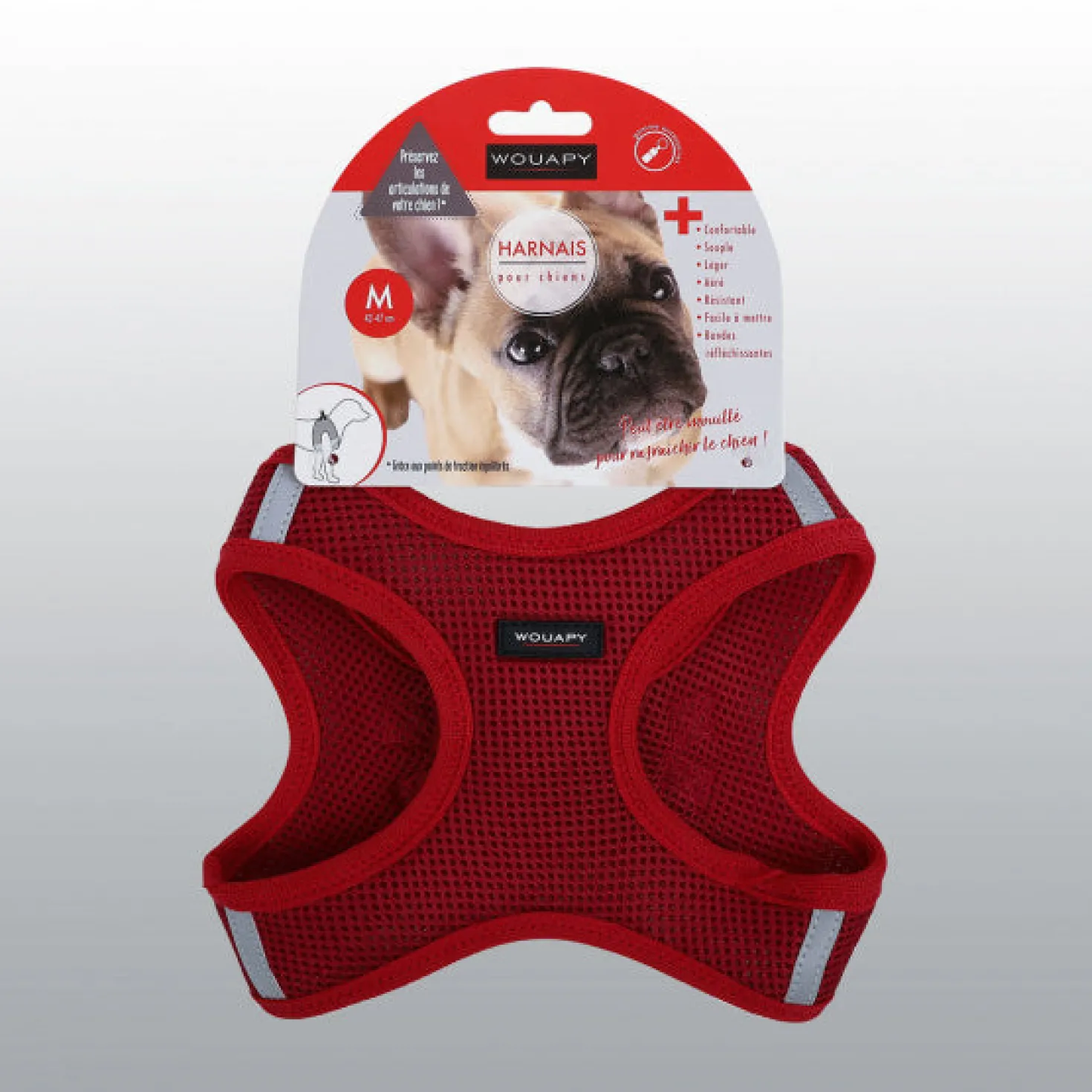 Harnais Soft rouge chien