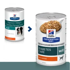 HILL’S Prescription Diet w/d Diabetes Care en Boîtes au Poulet – Pâtée pour chien