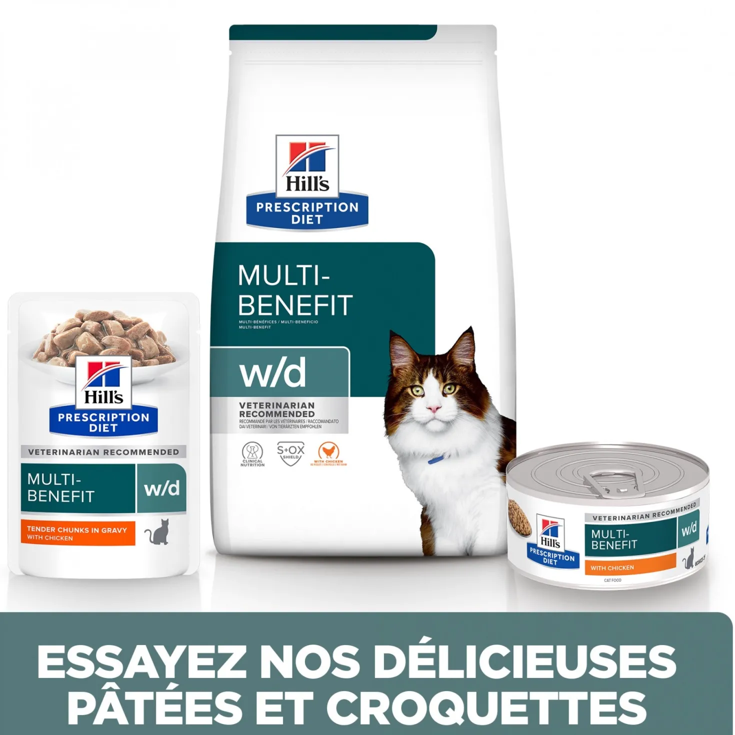 Hill's Prescription Diet w/d Mutli-Benefit en sachets au poulet – pâtée chat