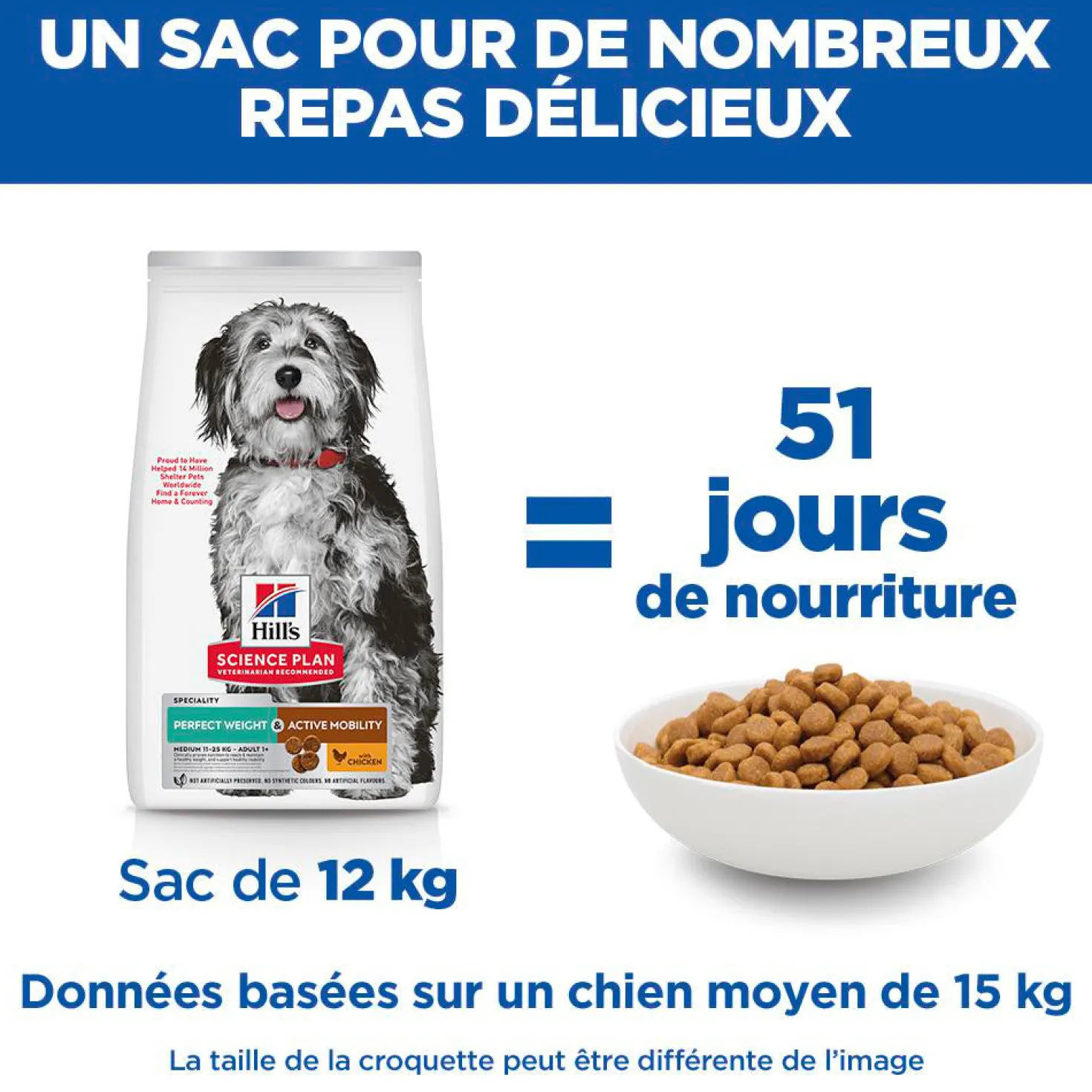 Hill's Science Plan Perfect Weight & Active Mobility Medium Adult au poulet - croquettes chien
