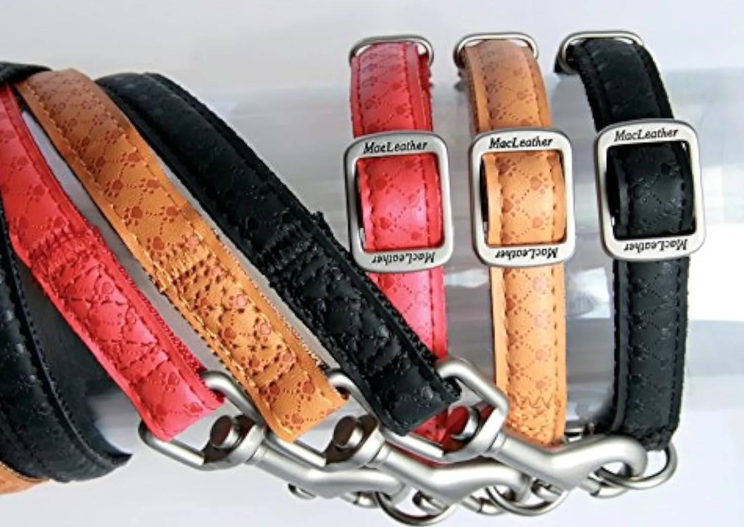 Laisse Mac Leather rouge chien