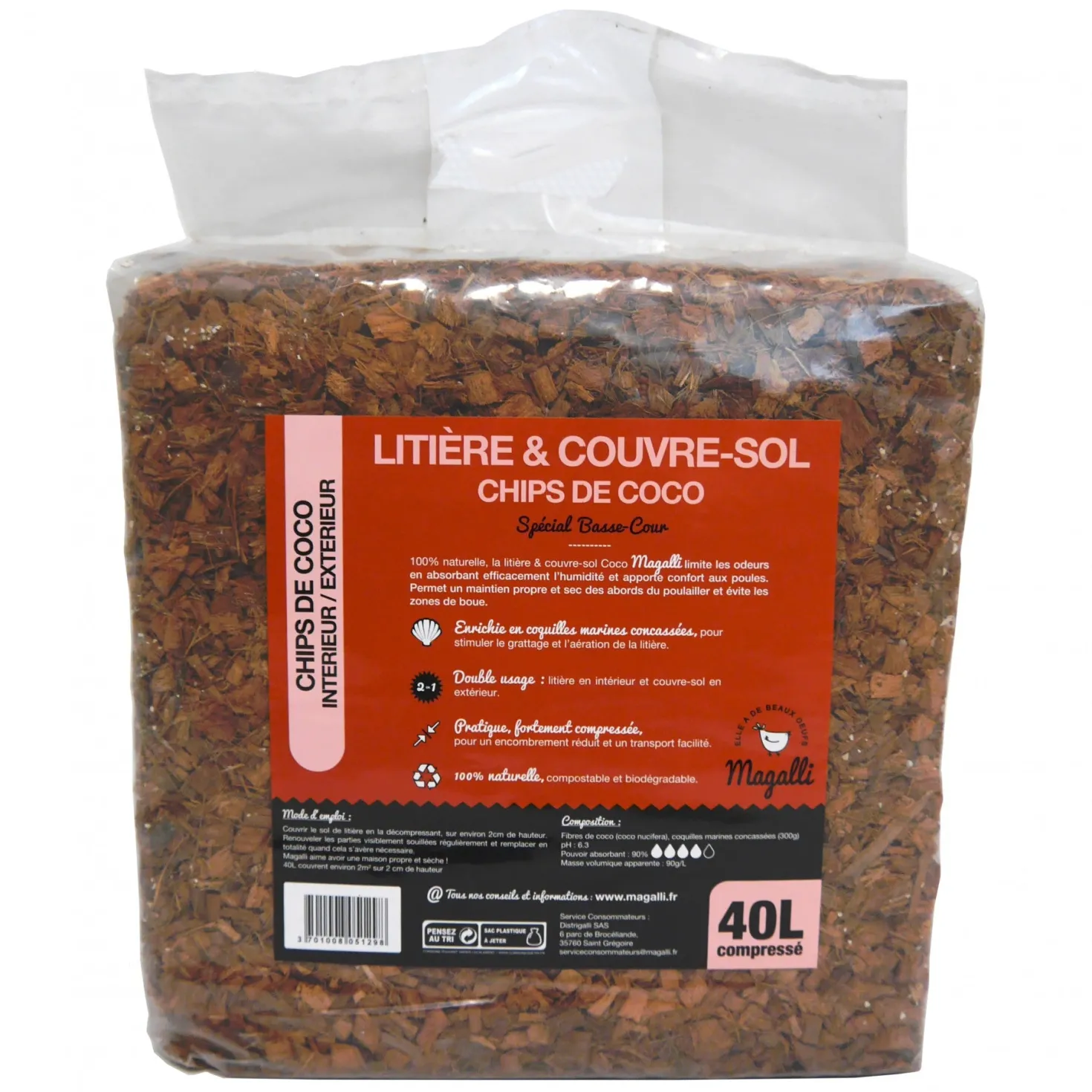 Litière et couvre-sol en chips de coco - poules