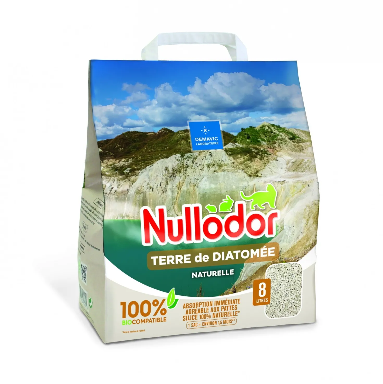 Litière Nullodor naturelle Terre de Diatomée - chat, rongeur