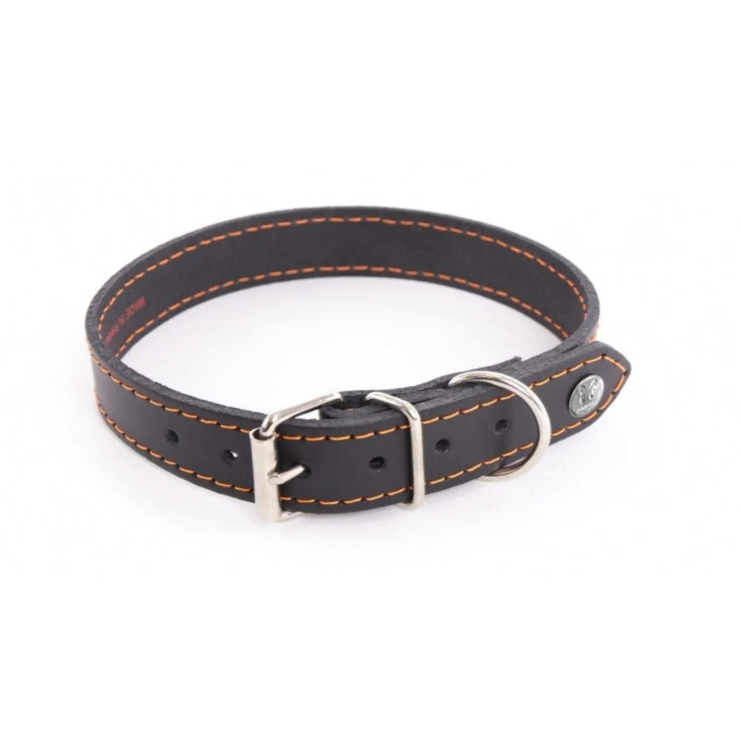 Martin Sellier - Chien - Collier cuir Flash couture fluo