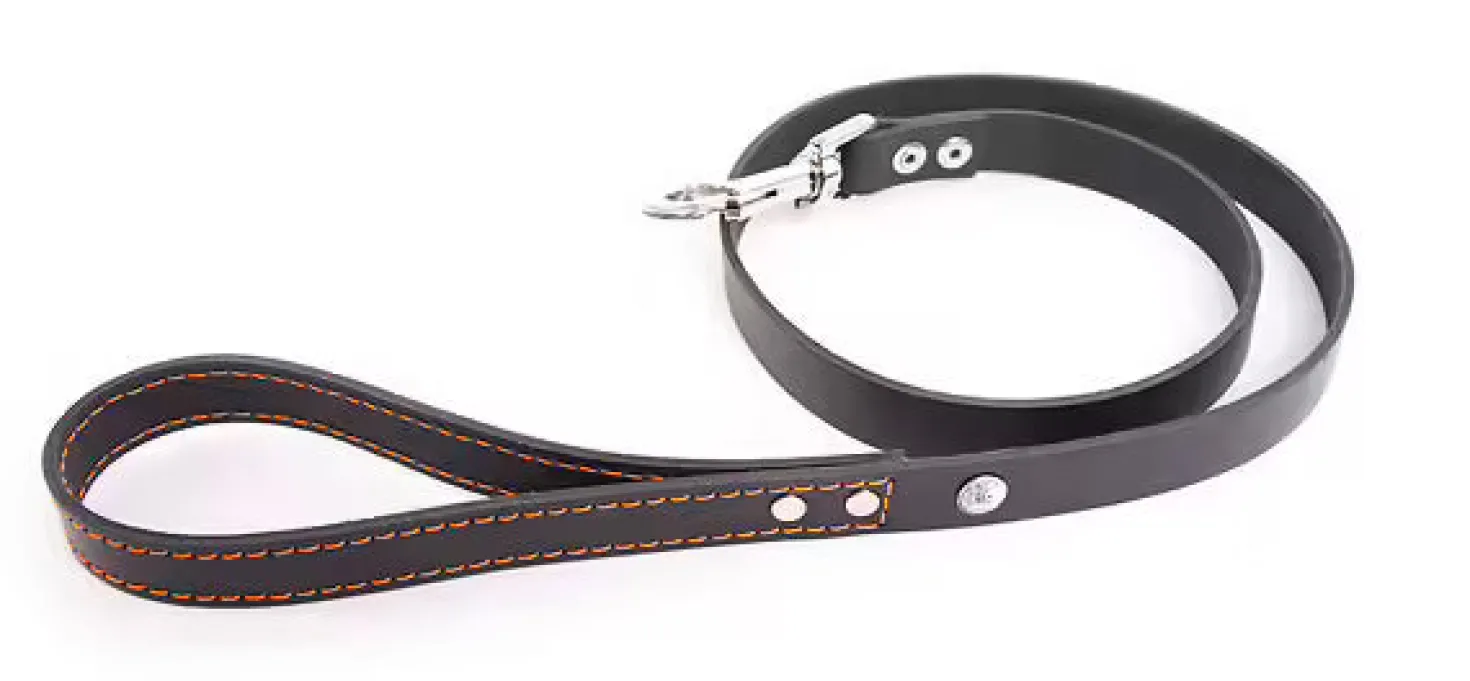 Martin Sellier - Chien - Laisse cuir Flash couture fluo