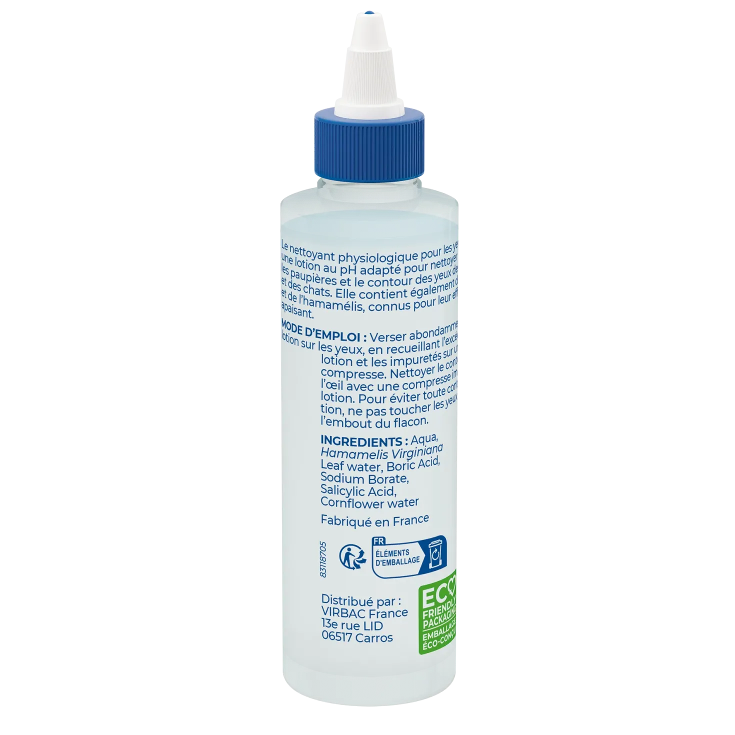 Nettoyant physiologique pour les yeux chien, chat