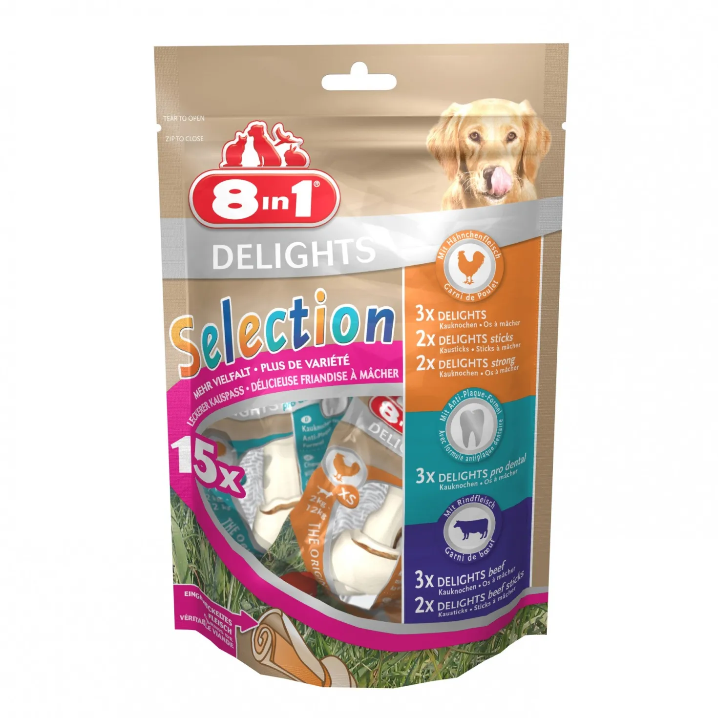 Os & bâtonnets à mâcher 8in1 Delights Selection XS chien