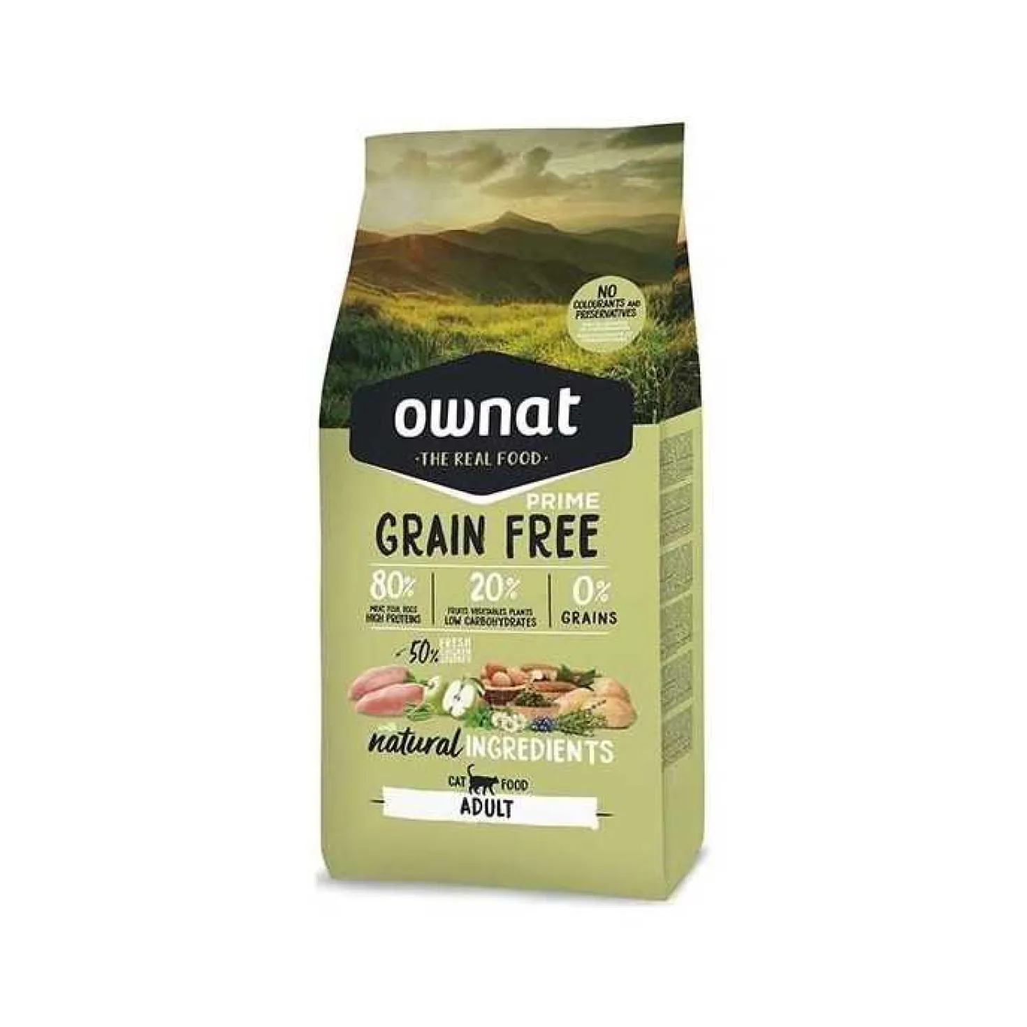 Ownat Grain Free Prime adult chicken and turkey croquettes pour chat