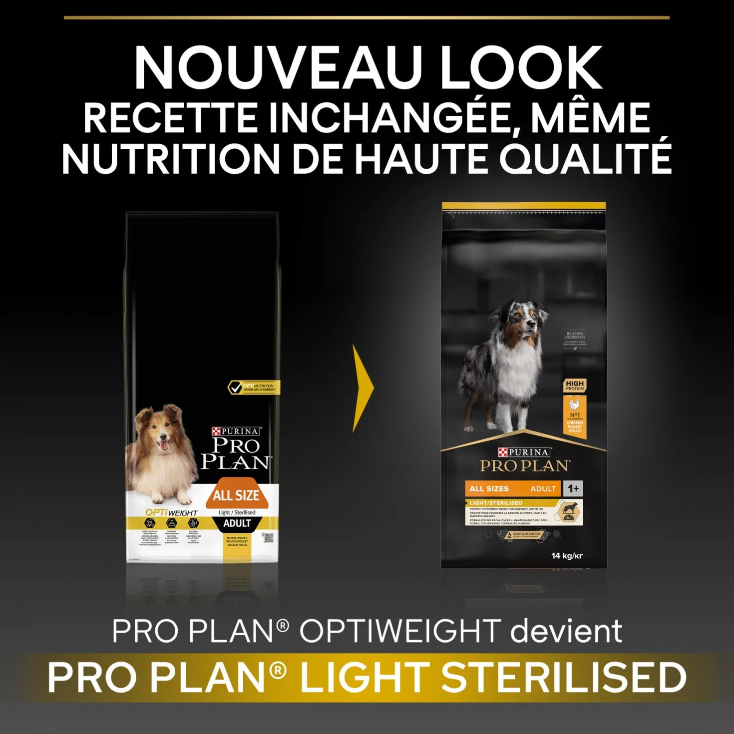 Pro Plan Light/Sterilised All Sizes Adult au poulet - croquettes chien