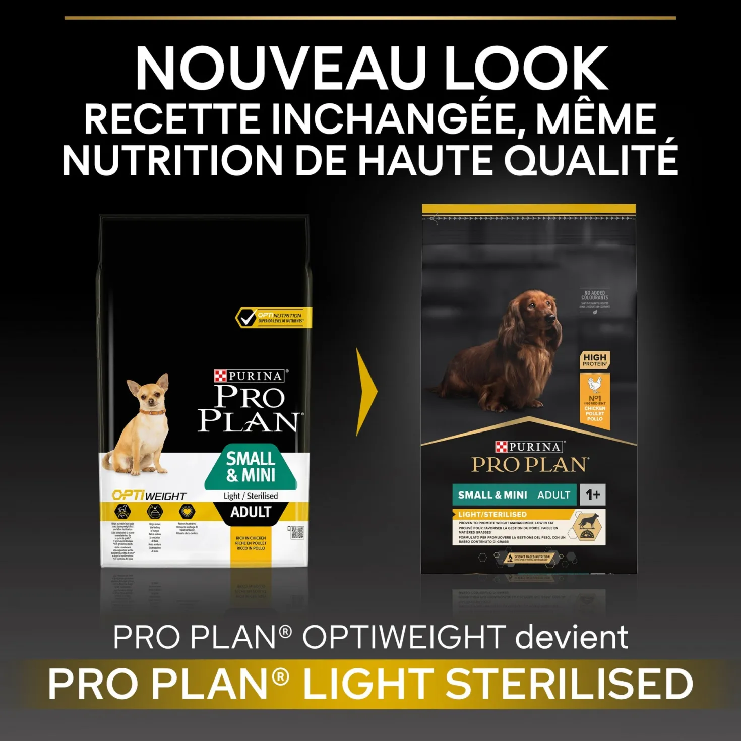 Pro Plan Light/Sterilised Small & Mini Adult au poulet - croquettes chien