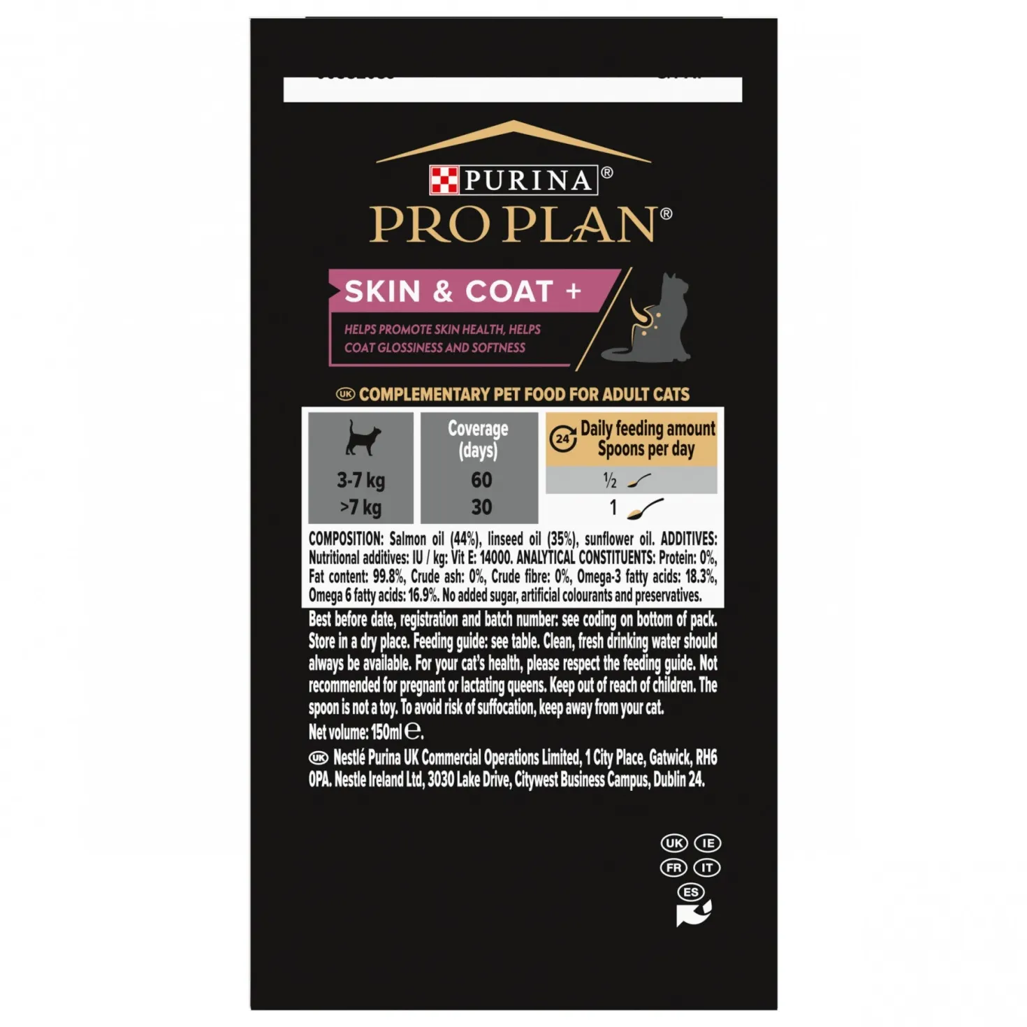 Pro Plan Skin & Coat+ en huile aliment complémentaire chat