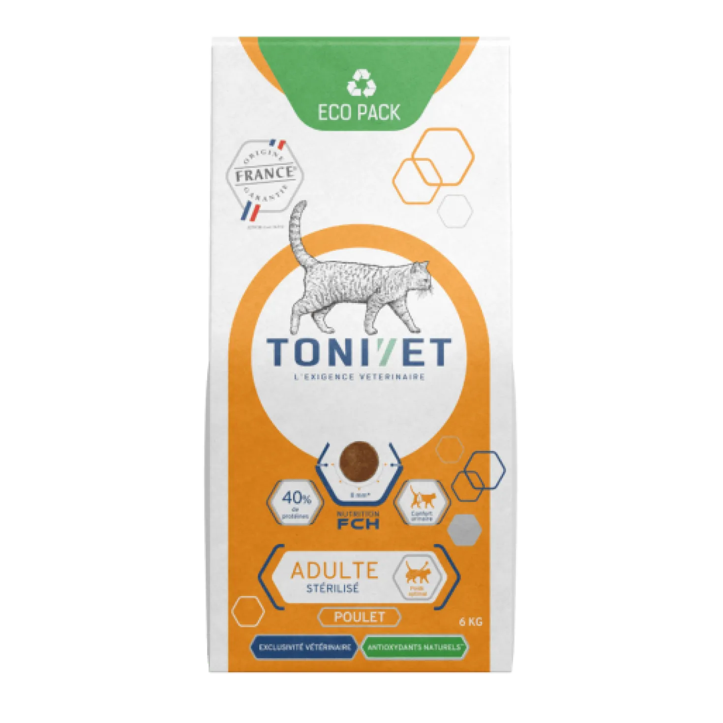 Tonivet Adulte Stérilisé au poulet - croquettes chat