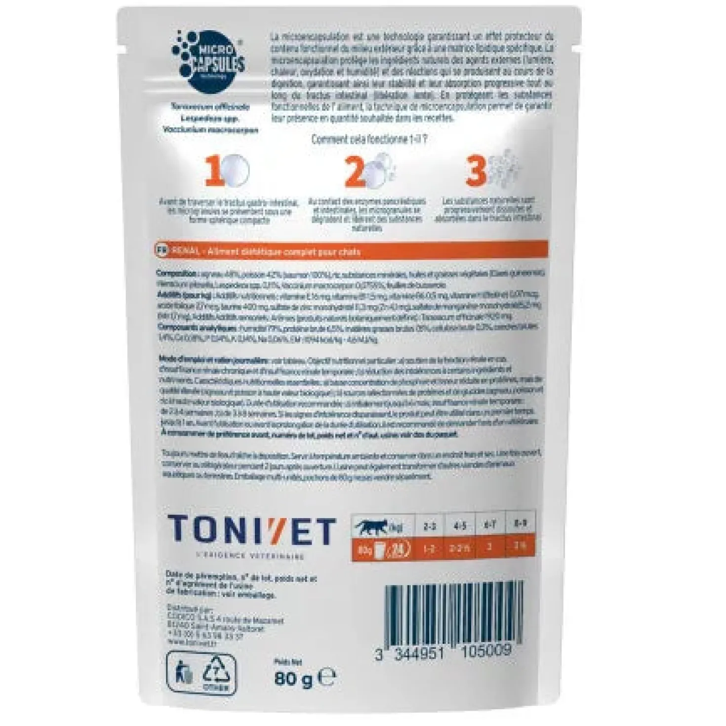 Tonivet Renal à l'agneau sachet repas chat