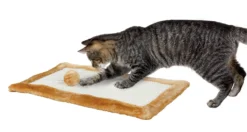 Trixie tapis griffoir avec balle et bords en peluche chat