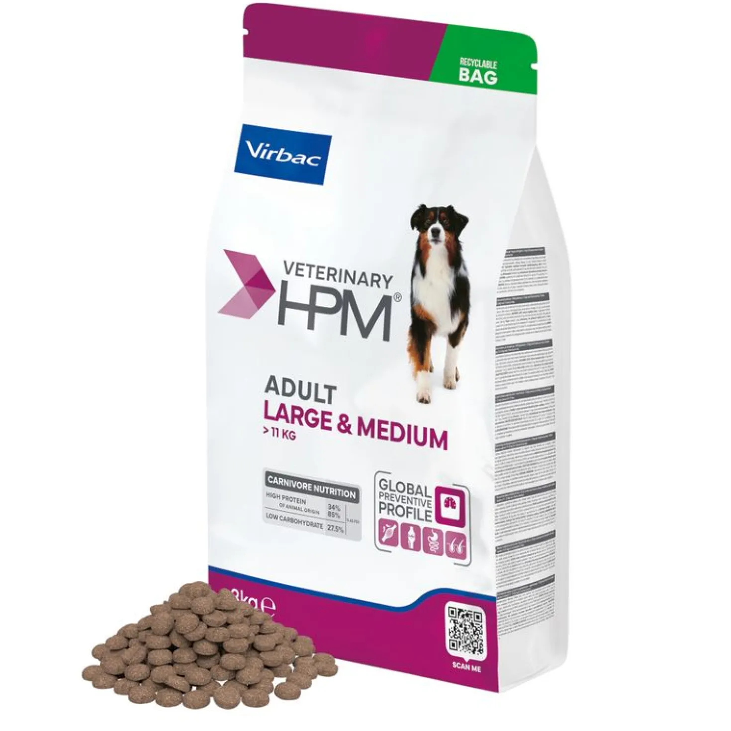 Virbac Veterinary HPM Adult Large & Medium Dog - croquettes chien
