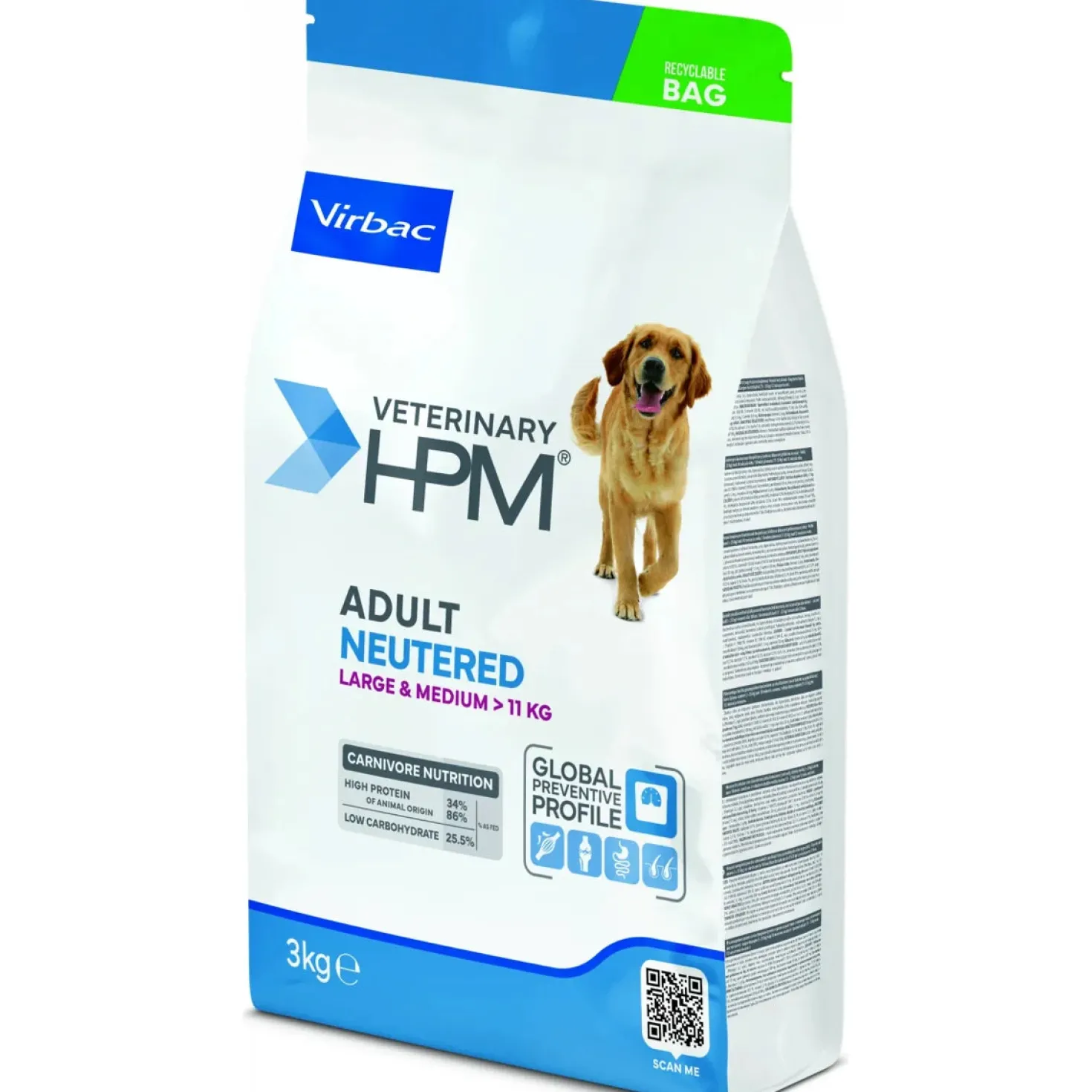 Virbac Veterinary HPM Adult Neutered Dog Large & Medium - croquettes chien