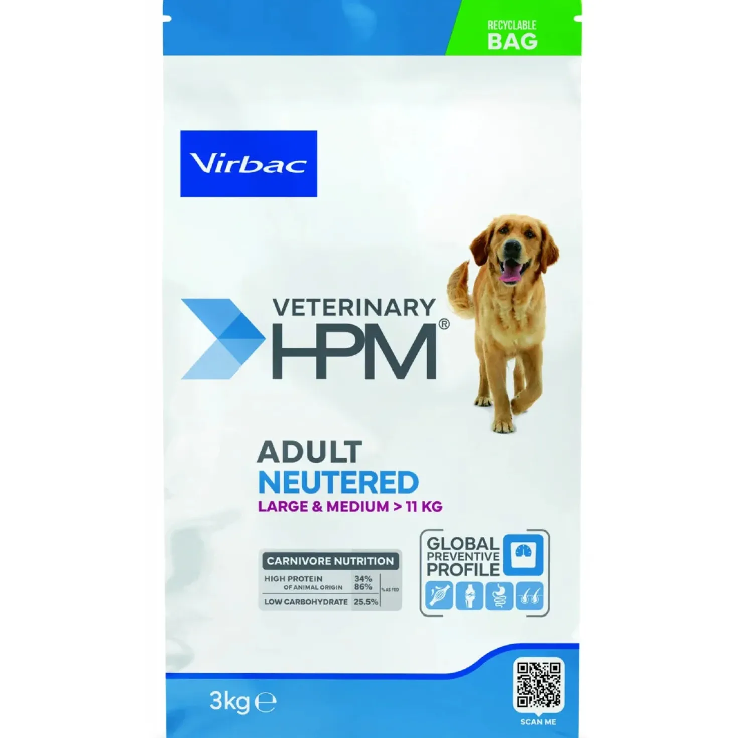 Virbac Veterinary HPM Adult Neutered Dog Large & Medium - croquettes chien