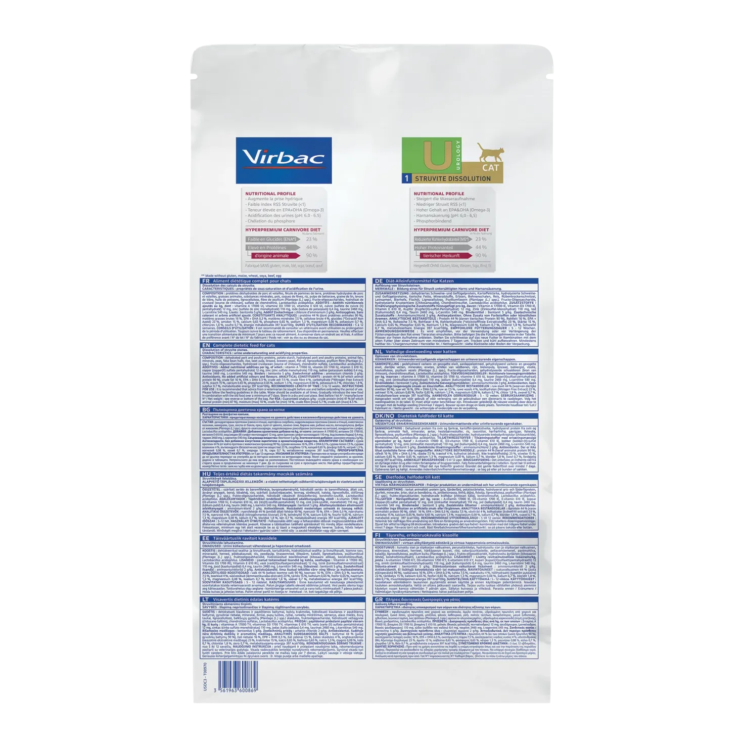 Virbac Veterinary HPM Diététique Urology Struvite Dissolution - croquettes chat
