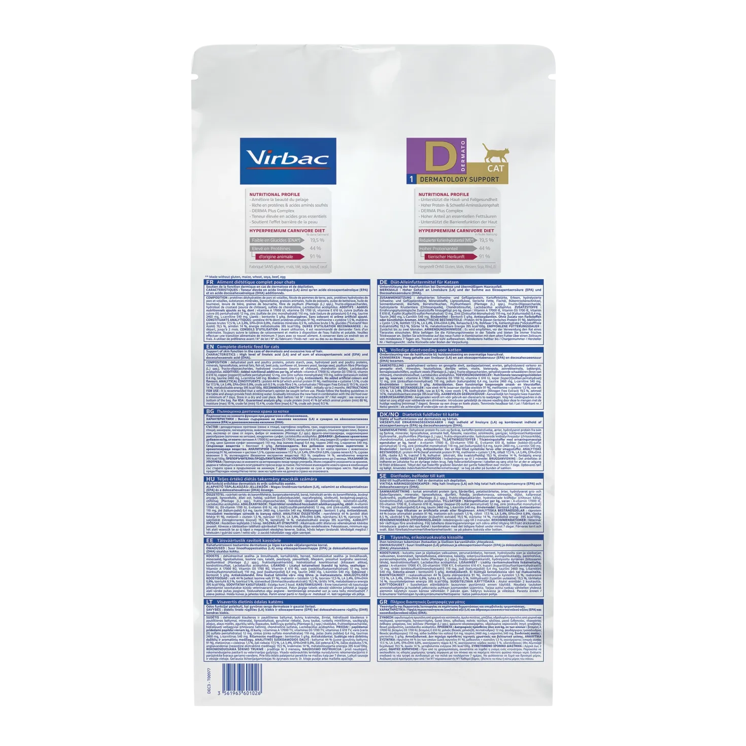 Virbac Veterinary HPM Diététique Dermatology support - croquettes chat