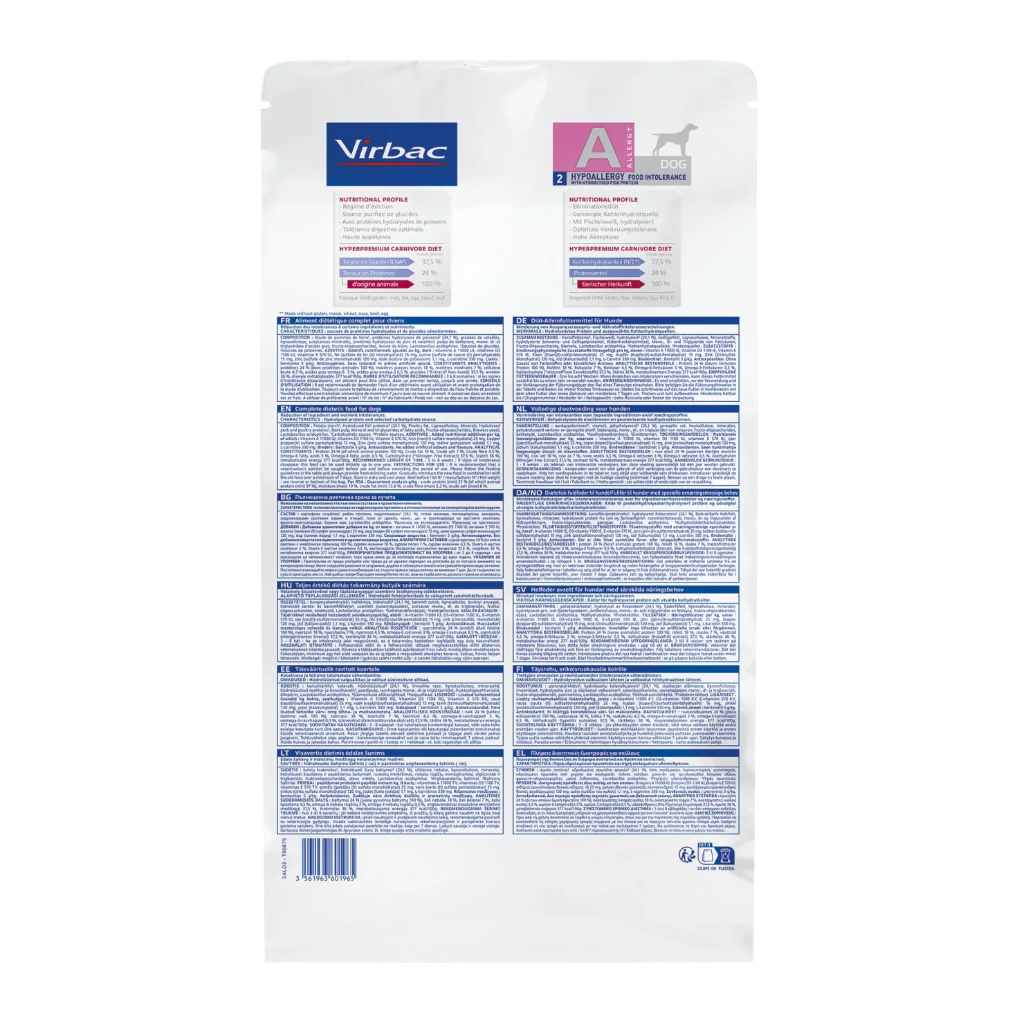Virbac Veterinary HPM Diététique Hypoallergy Food Intolerance - croquettes chien