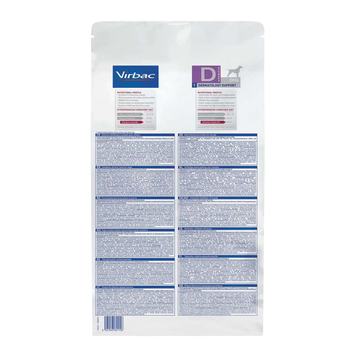 Virbac Veterinary HPM Diététique Dermatology support - croquettes chien