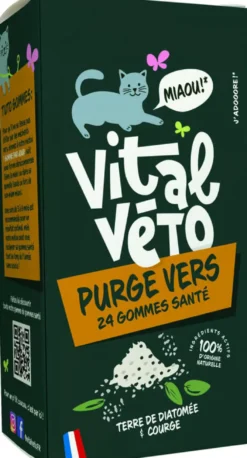 Vitalvéto Purge Vers - Gommes à mâcher pour chat - Antiparasitaires DLUO dépassée