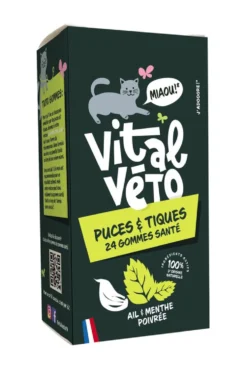 Vitalvéto Tiques & Puces - Gommes à mâcher pour chat - Anti-puces et Anti-tiques-DLUO dépassée