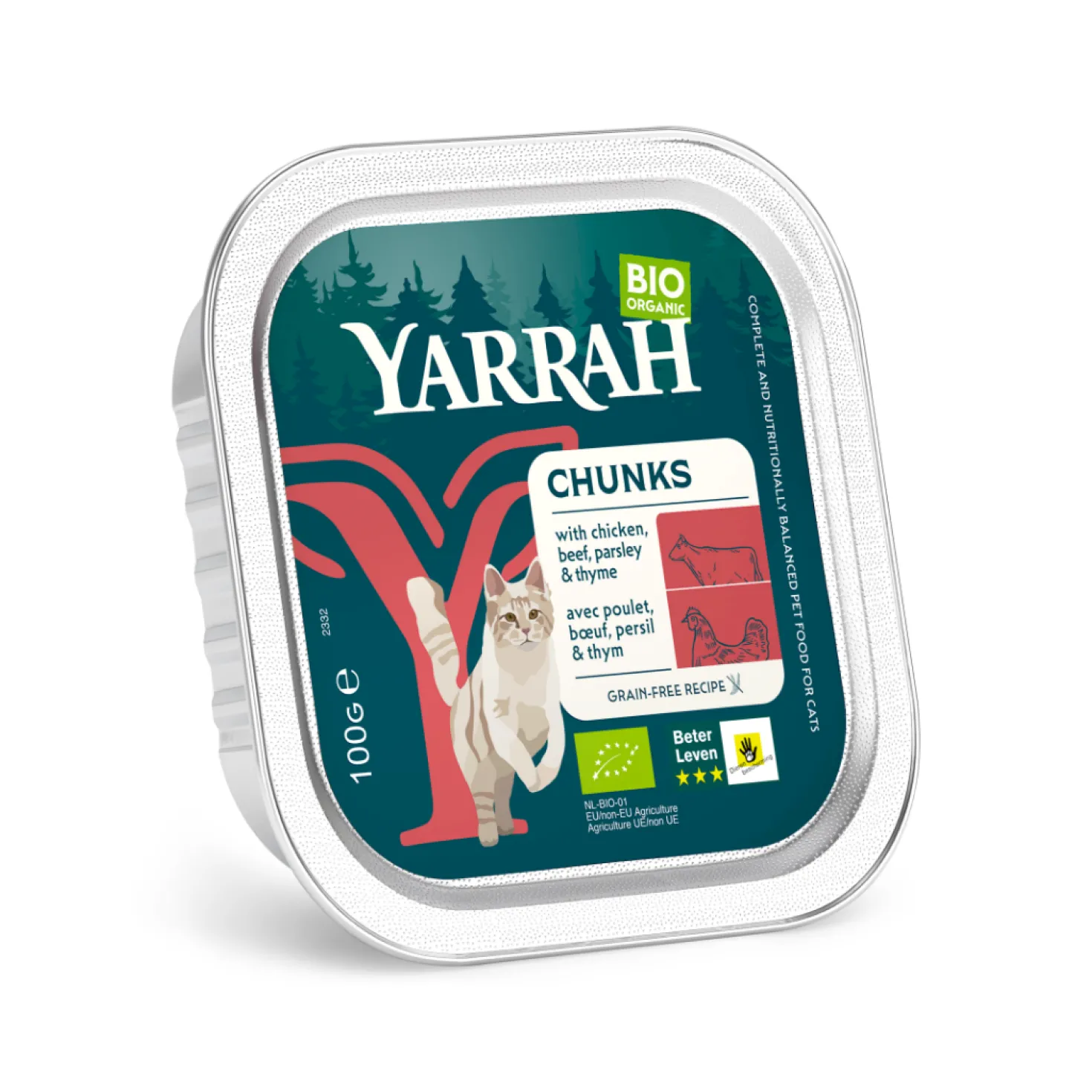 Yarrah bouchées bio sans céréales - pâtée chat